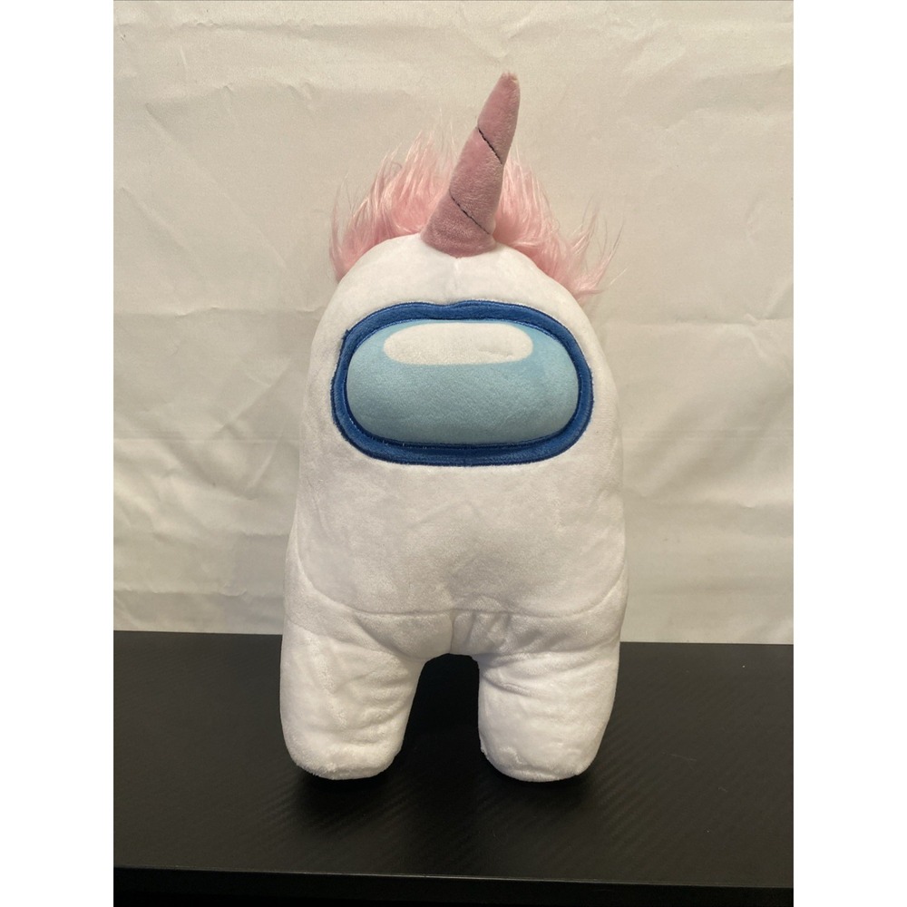 Among‎ Us Pink and White Unicorn Hat Crewmate 12" Toikido Plush Toy